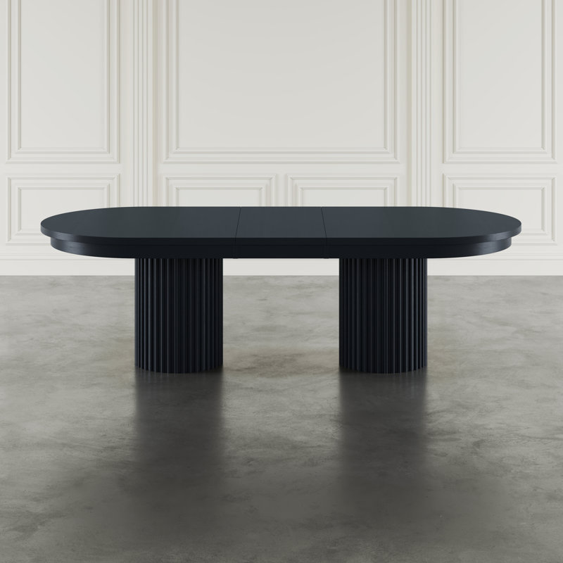 Table de salle à manger à double piédestal 101 po Lange Mid-Century, Noir