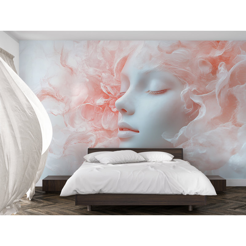 Papier peint Dreamy Smoke Face, Peler et coller, L 60 po x l 96 po