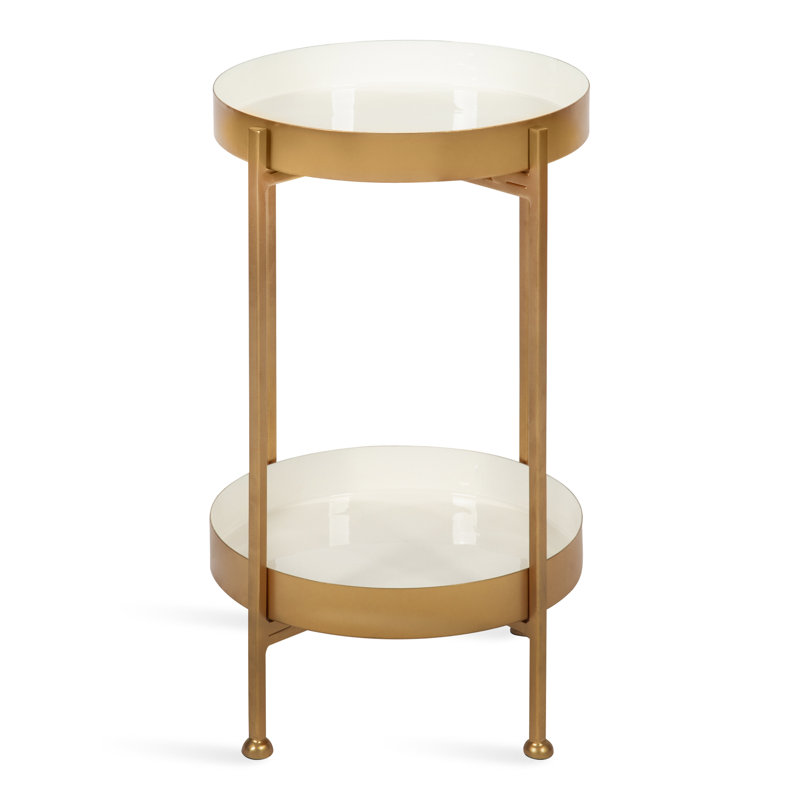 Antonne End Table, White, Golden