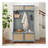 Clothes Hanger Hall Tree Storage Bench Shoe Rack For Entryway, Hall Tree With Bench And Shoe Storage, Hall Tree Entryway Bench With Rattan Door Gray-914021600