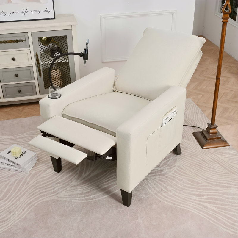 Fauteuils inclinables pour adultes, canapé inclinable réglable avec support pour téléphone portable et porte-gobelet, fauteuils inclinables modernes en tissu, fauteuils inclinables pour le salon, la chambre à coucher, BEIGE
