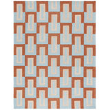 Nickonovitz Hand Tufted Wool/Cotton Geometric Rug in Light Blue/Rust