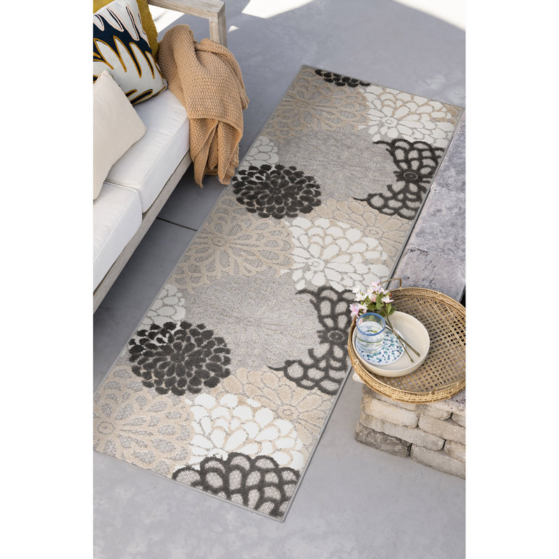 Shameekia Rectangle Shameekia Area Rug, Tapis de couloir 2 pi x 8 pi, Beige/gris