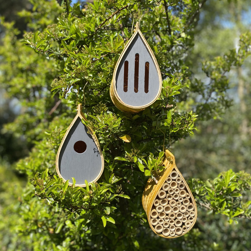 3 Piece Insect Hotel, Butterfly Hanging Birdhouse Set