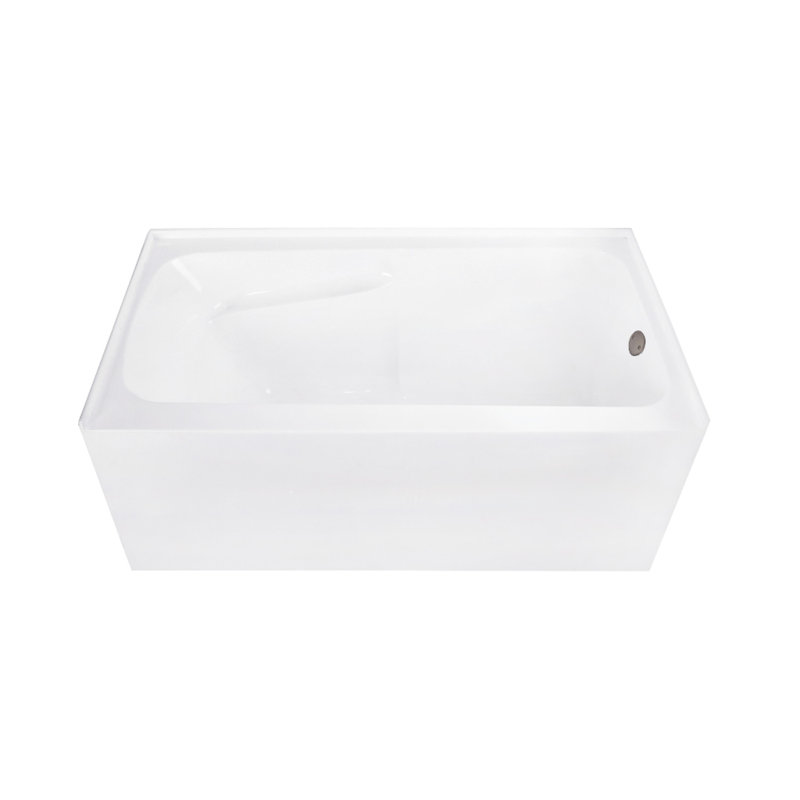 Kingston Brass Aqua Eden 54-Inch Acrylic Rectangular 3-Wall Alcove Tub With Armrests, Right, Oil Rubbed Bronze