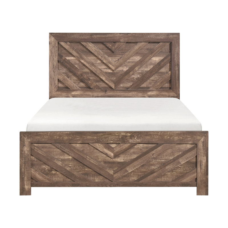 Mobilier de chambre à coucher rustique à panneau en bois 1pc, lit dans une boîte, Lit double, Brun rustique