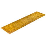 Overdyed Hand-Knotted Wool Modern-Contemporary Gold Runner 2' 7" x 10' 3"