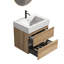 Meuble-lavabo Grace 24 en chêne brut + chêne brut avec lavabo en quartz blanc et tiroirs doux, meuble-lavabo mural flottant pour salle de bain moderne, lavabo une pièce blanc brillant, KD