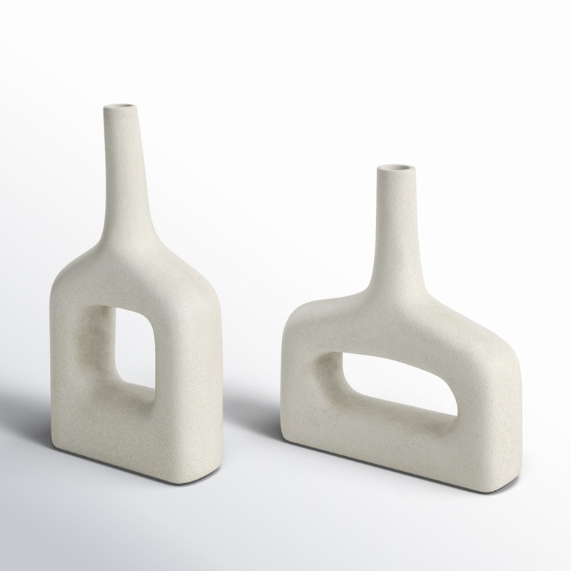 White Ceramic Novelty Table Vase Set