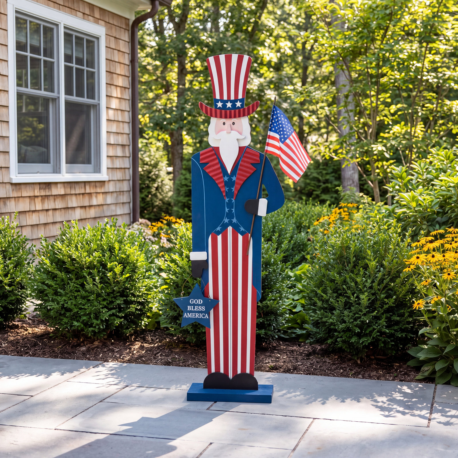 Wood Independence Day Figurine
