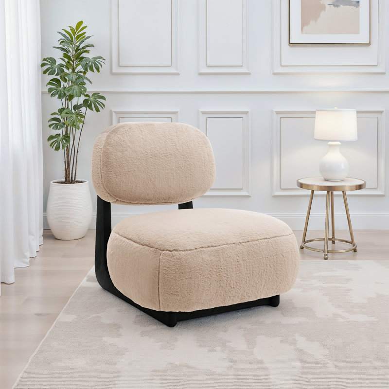 Fauteuil d'appoint rembourré sans accoudoirs en chameau