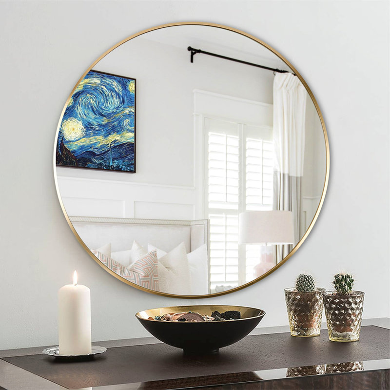 Miroir de salle de bain 24 po, Doré, 24 po x 24 po
