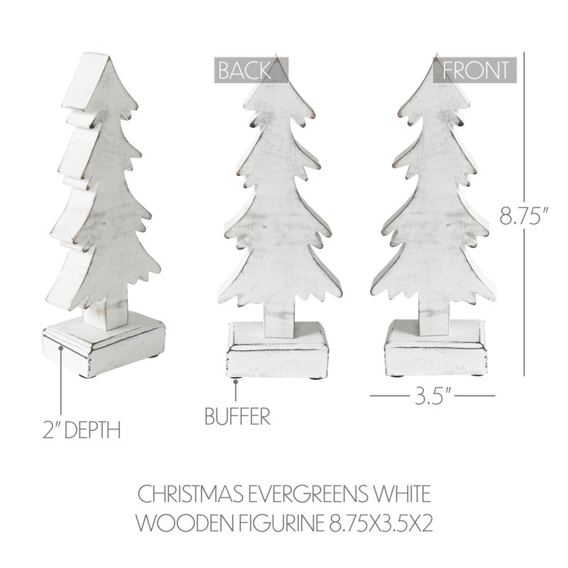 Higher Glory Christmas Evergreens White Wooden Figurine, 8.75" H x 3.5" W x 2" D