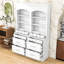 Ensemble de 2 grands garde-manger autoportants avec tablette réglable, plateau en faux marbre et tiroirs-509686594-509686605