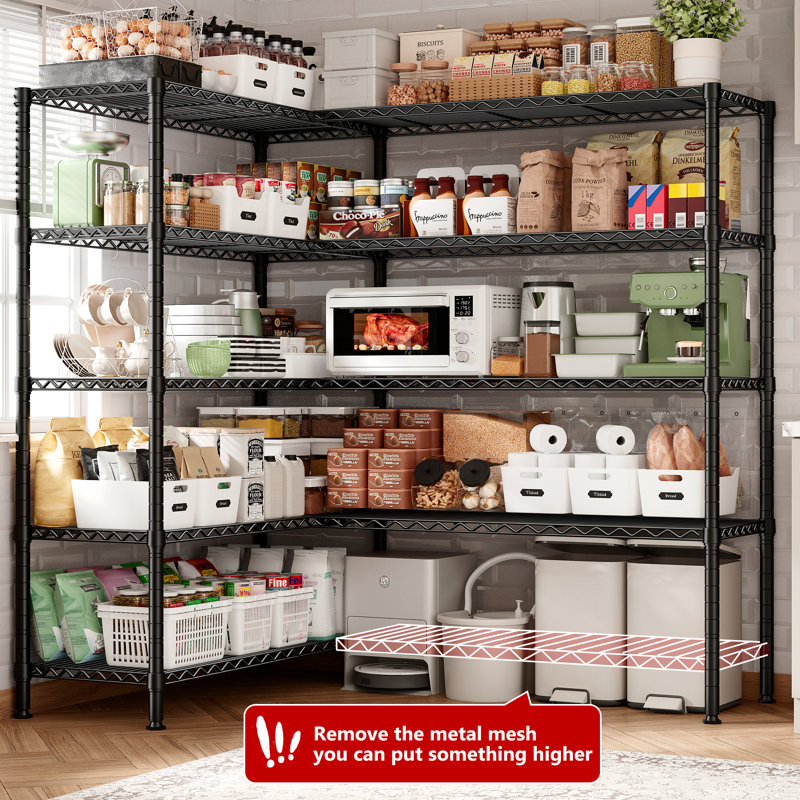 Marlia Steel Height -Adjustable Storage Rack Heavy Duty Shelving Unit, 72.4" H x 69" W x 15.75" D, Black