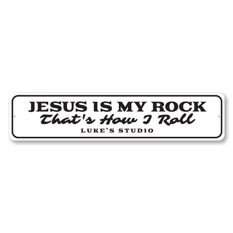 «Jesus Is My Rock», panneau en aluminium, H 4 po x l 18 po x P 0,04 po, Oui