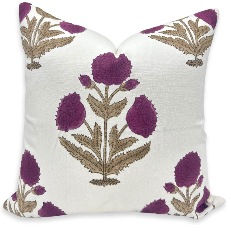 Coussin décoratif en coton fabriqué à la main Fabcline, Mauve, H 36 po x l 14 po