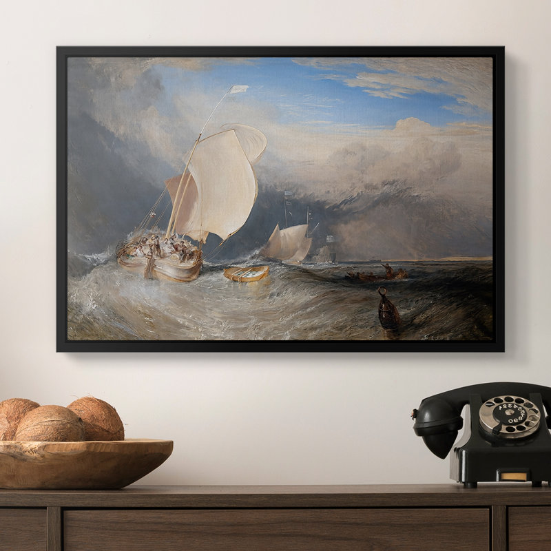 Bateaux de pêche avec des hucksters marchant pour le poisson, 1837-1838-J.M.W. Toile tendue avec châssis Turner, 16 x 24