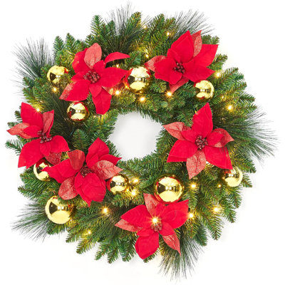 Guirlande de Noël 24 po avec guirlande de Noël artificielle avec lumières à DEL en PVC