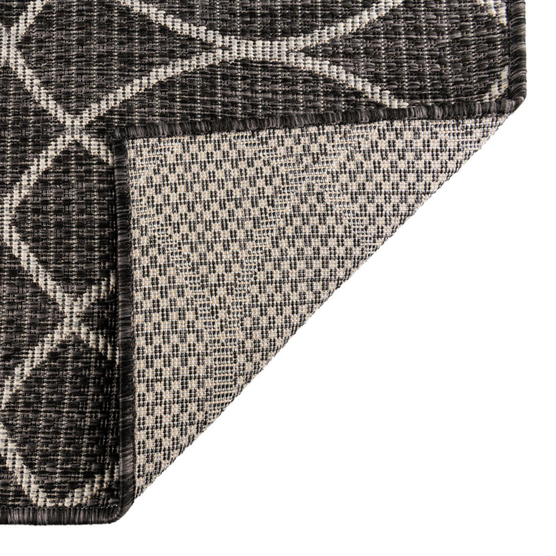 Charcoal Gitter Indoor/Outdoor Trellis Rug, Rectangle 9' x 12'