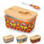 Beurrier bohémien en céramique avec couvercle en bois et couteau à beurre, garde-beurre décoratif en céramique avec 4 options de motif, contenant à beurre pour comptoir de cuisine