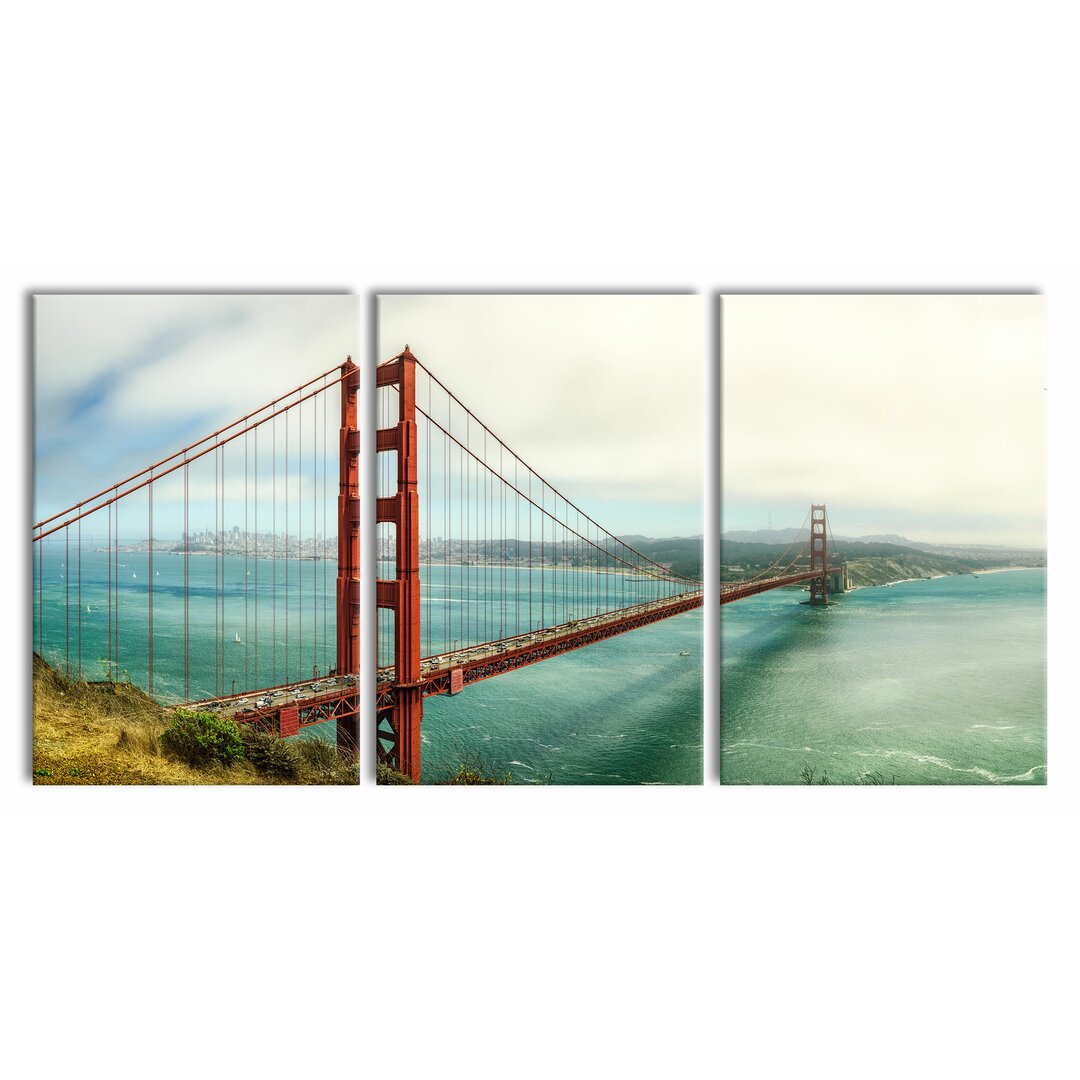 3-tlg. Leinwandbilder-Set Golden Gate Bridge