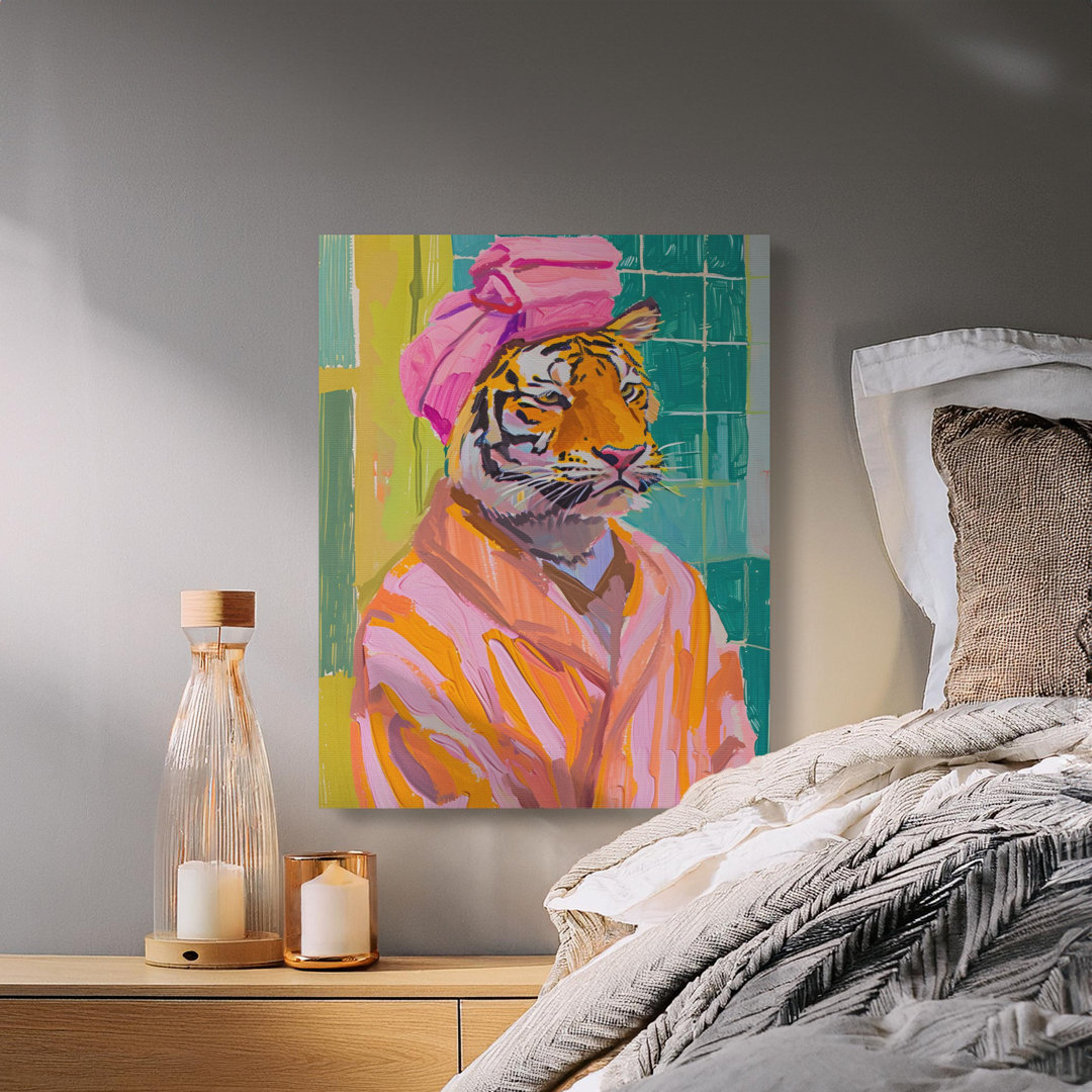 Vibrant Tiger Pink Robe Canvas Print