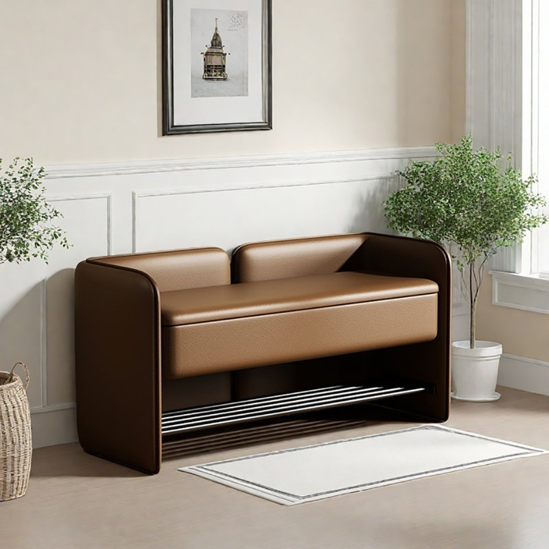 Tabouret avec rangement à chaussures 47,2 po, Brun