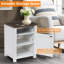 Rustic Bedside Table, White or Grey, 46x40x63.5cm, MDF & Metal, Bedroom Storage-187483656