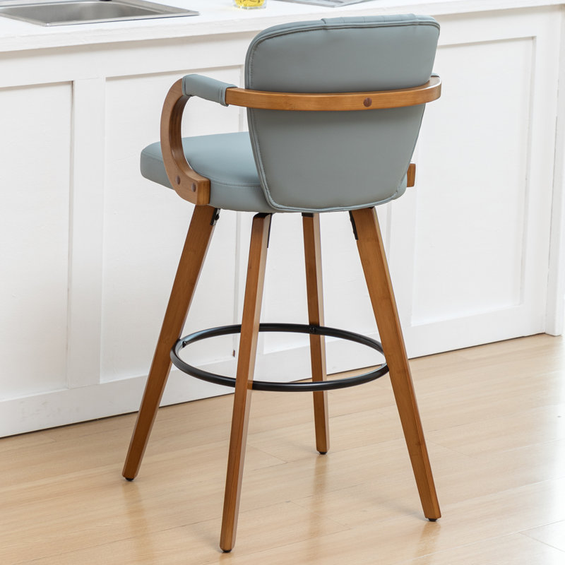 Swivel Upholstered Counter Stool, Bar Stool (30" Seat Height), Blue