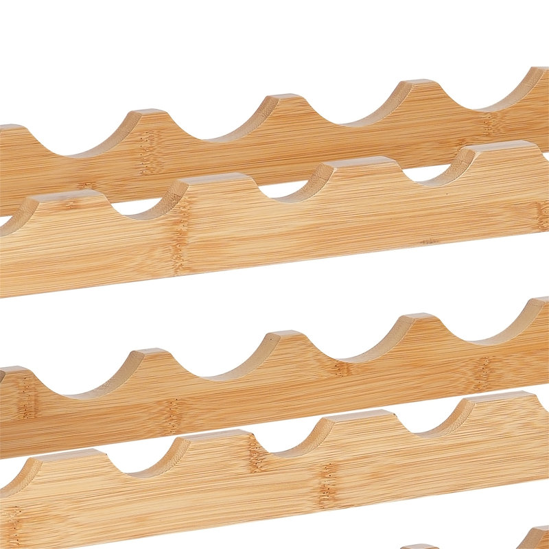 36 Bottle Stackable Modular Wine Rack Bamboo Wood Display Shelf 4-Tier