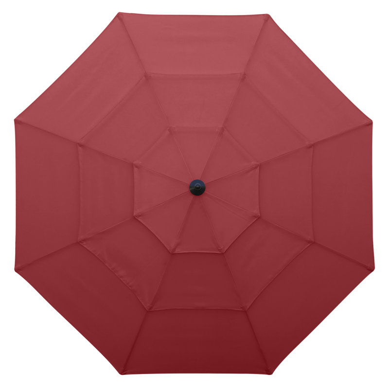 Parasols de patio à 3 niveaux Miqdad par Arlmont & Co., H 92,5 po x l 106,3 po x P 106,3 po, Bourgogne