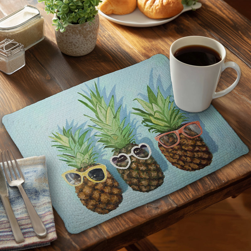 Napperon d'été en polyester tressé brun ananas - Décoration intérieure
