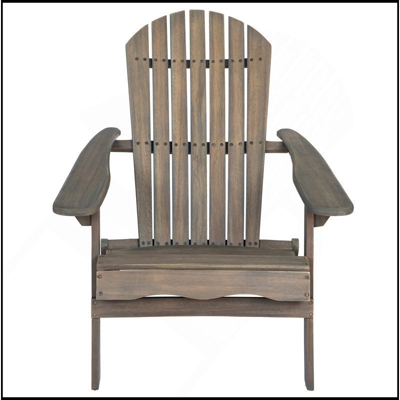 Chaise Adirondack pliable rustique en bois d'acacia pour le confort extérieur, Gris