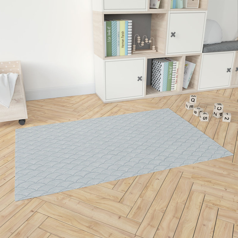 Rolling Waves Kids Play Mat, Slate Blue/Blue, Rectangle 3' x 5'