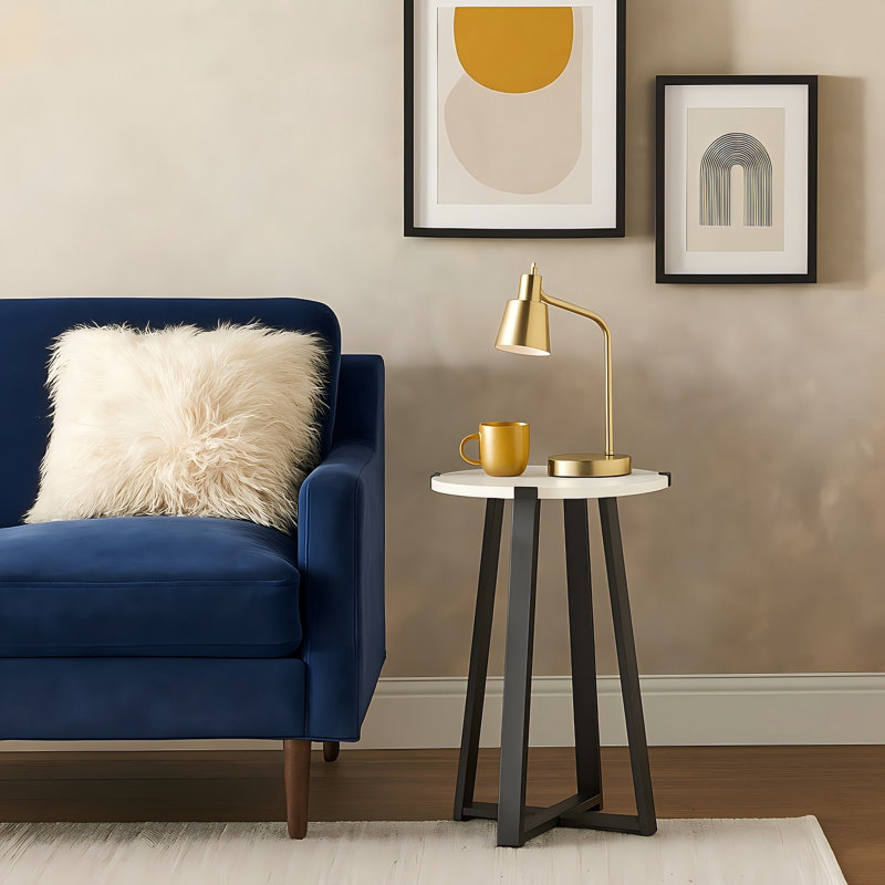 Table de bout ronde rustique, Noir