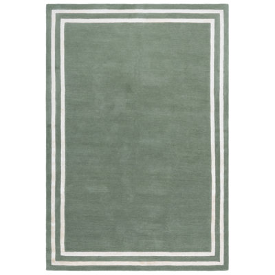 Lauren Ralph Lauren 6953 Hand Tufted Wool; Viscose Geometric Rug in Light Green/Ivory