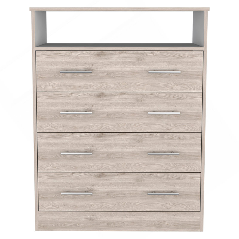 Commode rectangulaire à 4 tiroirs Dover gris clair, Gris clair