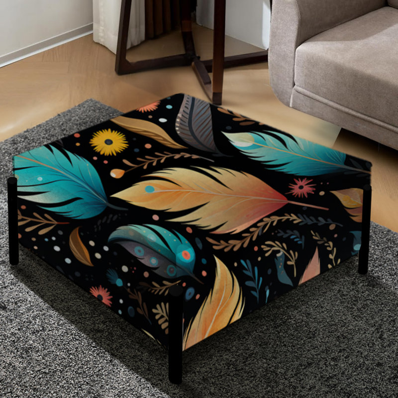 Motif éclectique de plumes Boho - grand repose-pieds carré Boho