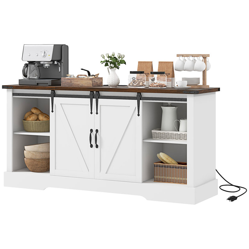HOMCOM Sideboard Buffet Cabinet With Charging Station