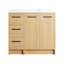 Meuble-lavabo autoportant modulaire 36 po avec comptoir en résine 36 po, chêne clair, 2 pièces (24 po 2 portes + 12 po 3 tiroirs), armoire KD, poignées en aluminium noir et brossé incluses