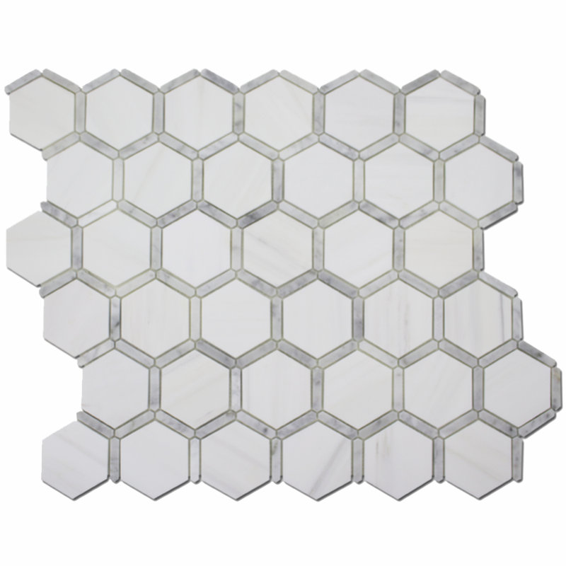 MOSAIQUE 3 "HONEYCOMB AVEC CADRE, Dolomie / Carrara