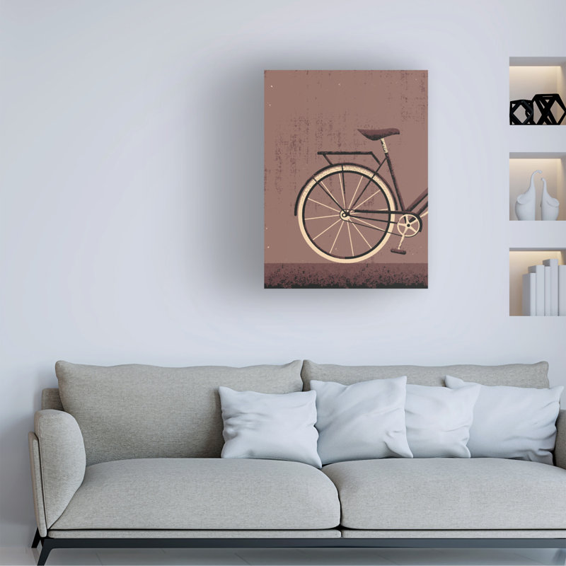 Art rétro sur toile, vélo, H 19 po x l 14 po