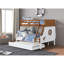 Lit superposé simple au-dessus d'un lit double de style moderne moderne avec des rails en échelle attachés et une structure de joint verrouillable pour la sécurité.-131522367