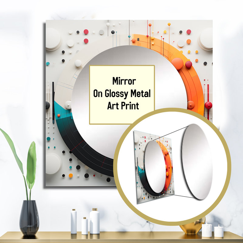 New Balance Creative Music - Miroir mural géométrique moderne pour salon, 23 po x 23 po