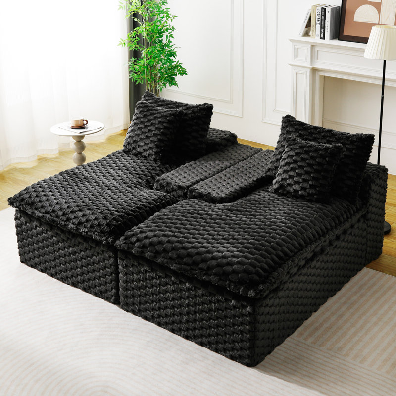 Chaise longue double en velours Turtle, Noir