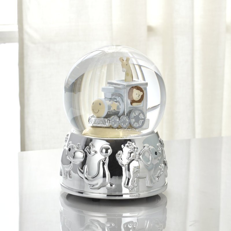 Reed And Barton Animal Train Silverplate Snowglobe