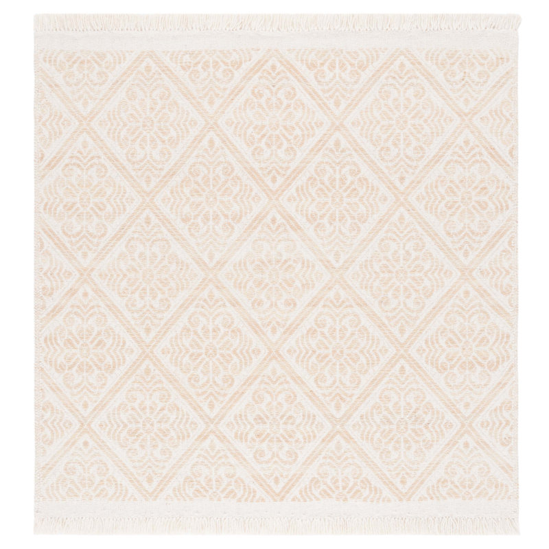Klingbeill Hand Woven Wool Geometric Rug, Square 6'