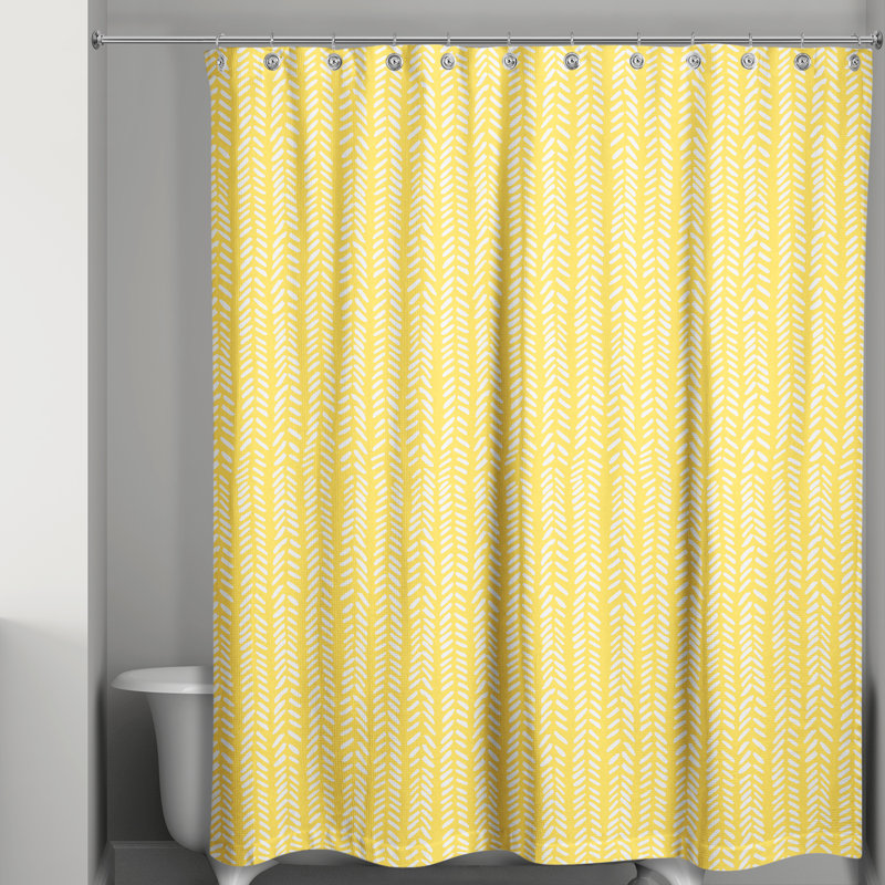  Rideau de douche géométrique simple, Jaune / Blanc