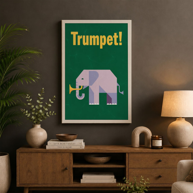 Elephant's Trumpet Geometric - Wrapped Canvas, 18x12 - 45.7 x 30.5 cm, Cream Border